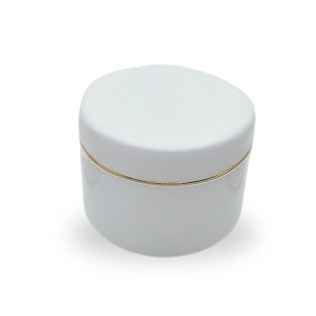 PackDost 50gm White Double Wall Cosmetic Jar – Reusable Plastic Container with Leakproof Inner Lid & White Cap with Golden Lining for Creams, Lip Balm, Scrubs, Gels, Makeup-image-27