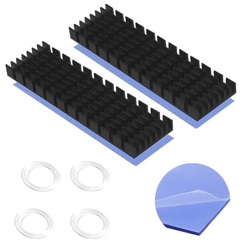 Aluminium Heatsink, CTRICALVER M.2 SSD heat sink, with ​thermal conductive adhesive, suitable for LED amplifier(2pcs, black)