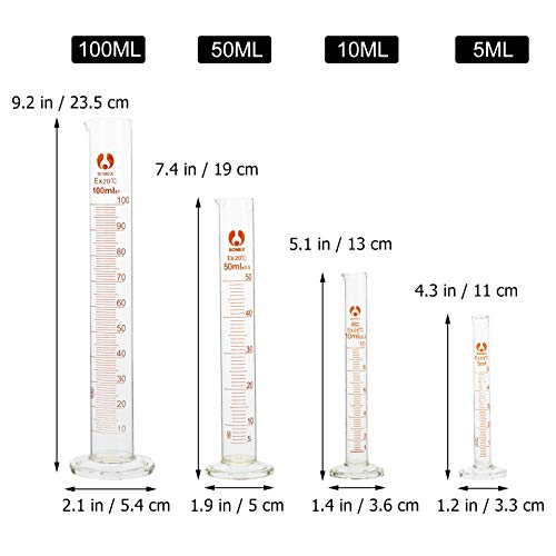 POPETPOP Conjunto de Cilindros Graduados de Vidro de Laboratório Com 10 Unidades de Cilindro de Medi