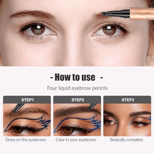 Image of Microblading Eyebrow Pencil, 2026 New 3D Waterproof 4 Tip Microblading Eyebrow Pen, Natural Gap Filling Eyebrow Makeup Long-Lasting Fine Stroke Eye Brow Pen for Women (Black)