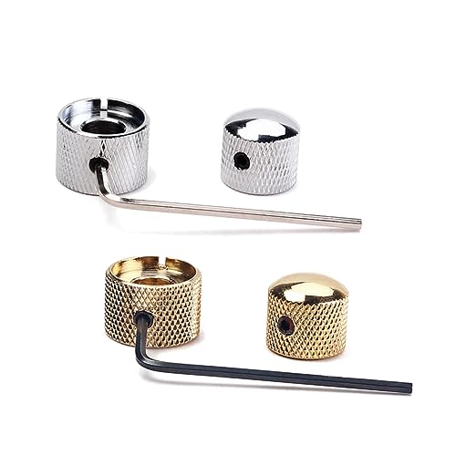 Totority Dual Bass Guitar Knobs Volume Tone Control Gold Electric Guitar Bass 6mm Fit