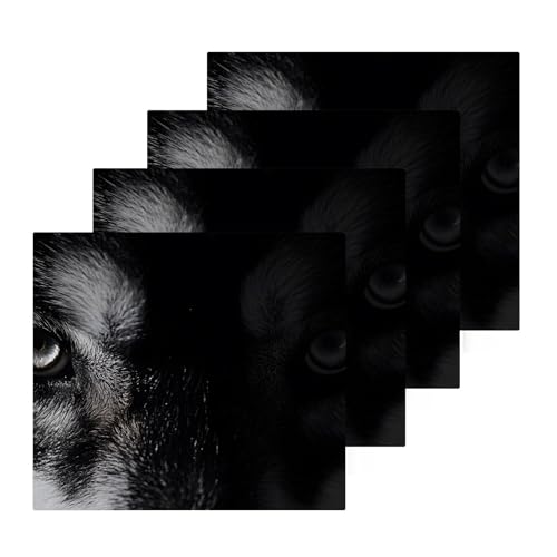 YANENDIE Gray Wolf Portrait Washcloths Towels, Highly Absorbent and Soft Cotton Face Cloths, 4 Pack Quick Dry Wash Cloths - 12 X 12 Inches