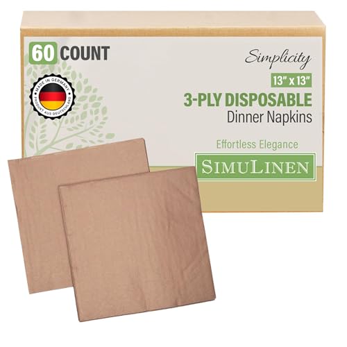 SimuLinen Rose Gold Disposable Paper Napkins 3-Ply 13in x 13in - 30 Pack - Simplicity Collection Perfect for Birthday or Dessert Parties
