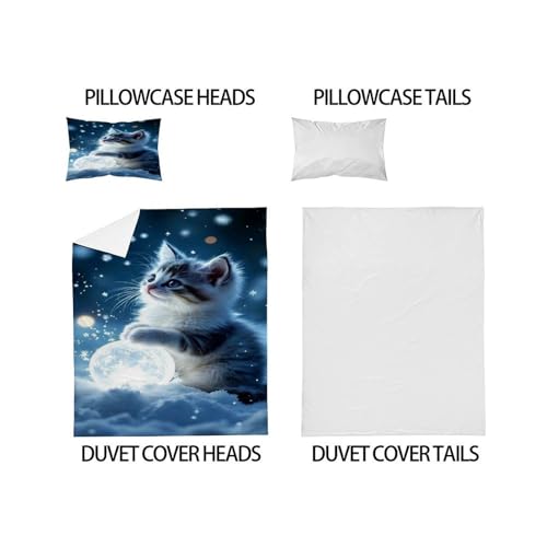 Housse de couette chaton microfbre lit simple theme espace parure - 5