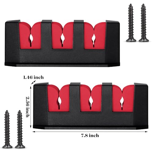 Sratte 4 Pcs Rod Holders for Fishing Boat Wall Mount Fishing Pole Holders 3 Rod Horizontal EVA Foam Garage Rod Rack Summer Boat Accessories for Men Gifts, 7.8 Inch(Red)