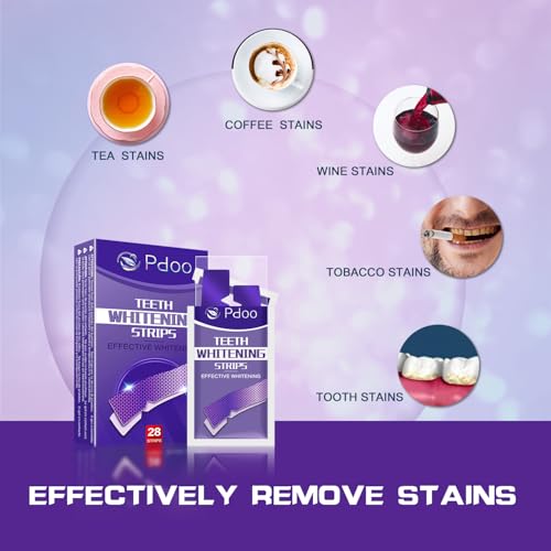 Image of Purple Teeth Whitening Strips - 28 Teeth Whitener Strips (14 Uses) | Purple Color-Correcting Gel Technology | Teeth Whitening Kit for Sensitive Teeth | Enamel Safe, Peroxide-Free for a Brighter Smile