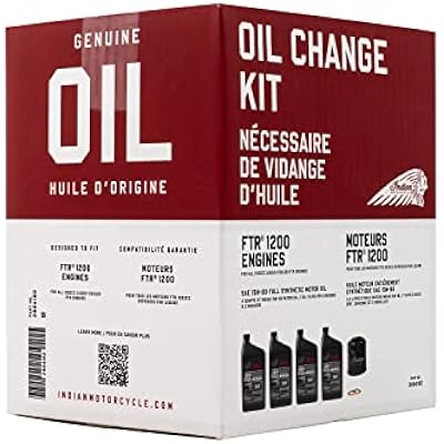 Indian Motorcycle Oil Change Kit for All 60 & 69 Cu In Liquid-Cooled Scout Engines, 4 Quarts 15W-60 Full Synthetic Oil, 1 Oil Filter, 2 Washers, Clutch Performance, Engine Protection - 2880191