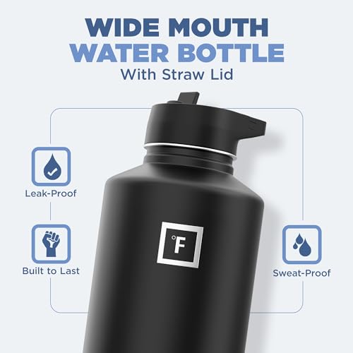 Insulated Water Bottle with Straw - 650/950/1200/1800 ml - Leakproof Double-Walled Stainless Steel Metal Drink Flask BPA-Free - Sports Travel Gym Camping Hiking Kids