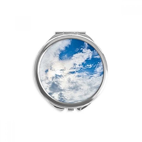 Miroir de poche de maquillage rond ciel bleu nuages blancs portable multicolore