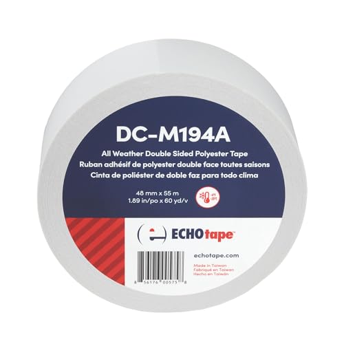 Image of ECHOtape DC-M194A | Double-Sided Polyester Tape | Clear Thin Tape | All Weather /Cold Weather Tape | Insulation Mounting Tape | Contractor Tape | Superior Holding Power | 1.89 in x 60 yd