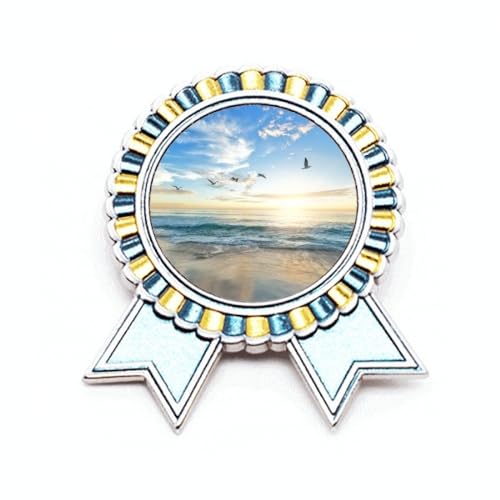 Broche avec image de plage en métal taille M pour accessoire veste