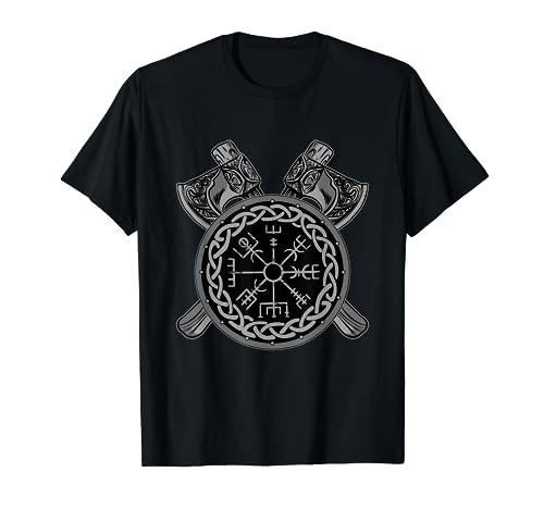 Produktfoto von Vegvisir Wikinger Kompass der nordischen Mythologie mit Rune T-Shirt