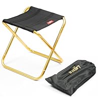 A small lightweight folding camping stool Material: 7075 Aluminum Alloy and 600D Oxford Fabric Seat size: 30x25.5x31.5cm, 380g, Maximum Weight: 99kg