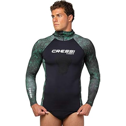 Cressi Cobia Hunter Rash Guard con Capucha, Verde Camuflaje, L Cover