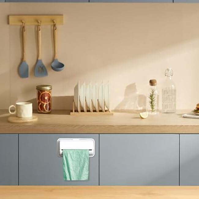 Trash Bag Dispenser, 3PCS Adhesive Trash Bag Holder with Large Opening Garbage Dispenser with Smooth Extraction for Kitchen and Bathroom