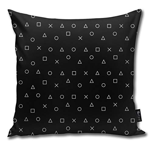ZFENGYYUAN Black gaming pattern gamer design playstation controller symbols Home Decorative Throw Pillow Case Cushion Cover for Gift Home Couch Bed Car 18" x18"