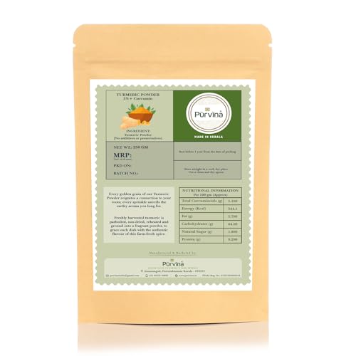 Image of Purvina Pure Turmeric Powder - 250 gm with 5%+ Curcumin