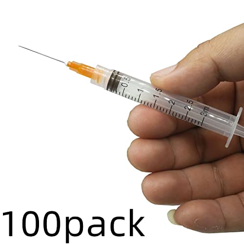 Image of 100 Pack 2.5ml 25Ga Plastic Syringe with Measurement for Scientific Labs and Industrial Dispensing, Disposable Individually Wrapped (100, 2.5ml-25Ga)