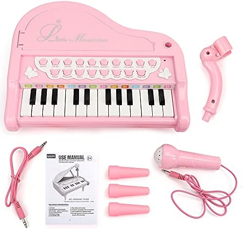 Bee bee Run Toddler Piano Keyboard Toy, 3 4 Year Old Girls First Birthday Gift,24 Keys Piano Toy for Toddlers Pink 5 414L85+2frS. AC