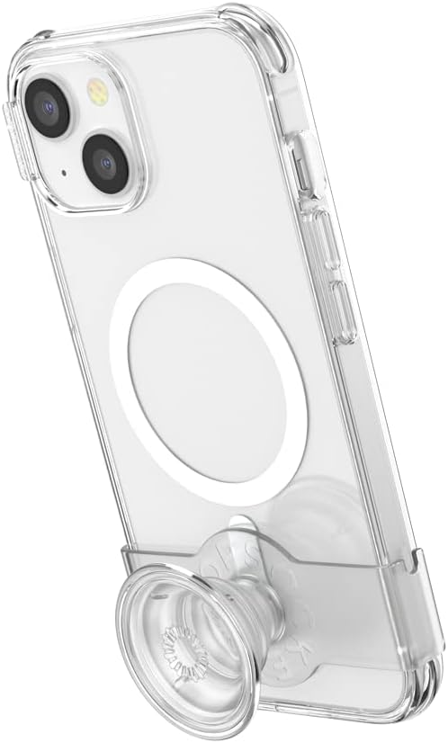 PopSockets iPhone 14 Case with Phone Grip and Slide Compatible with MagSafe, Phone Case for iPhone 14, Wireless Charging Compatible - Clear