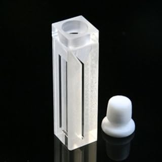 Micro Fluorescence Quartz Cuvette, PTFE Stopper Type, 10 mm Light Path, 0.4 ml Volume, Light Width 1mm, 4 Transparent Windows