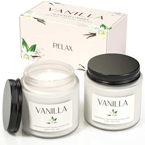 Waxcanpy Vanilla Candles, Candles Scented for Home, 2 Candles Gifts for Women and Men (200g)