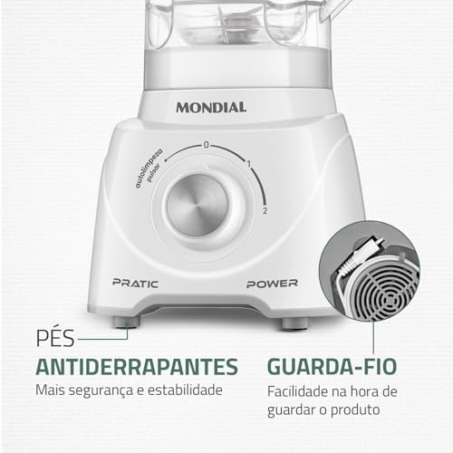 Liquidificador Pratic Power, Mondial, Branco, 550W, 110V - L-97-W