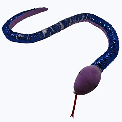 67” Reversible Flip Sequin Snake Stuffed Animal, Mermaid Sequin Toys for Kids, Sensory Fidget Toy, Soft Plush, Cool Room Decor, Unique Birthday Gift for Girls & Boys (Royal Blue)