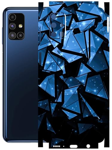 Image of AtOdds - Full Body Back Screen Guard Protector Film - Lamination Wrap Skin Sticker Compatible with Samsung Galaxy M51 | Scratchproof Matte Finish (Blue Crystals)