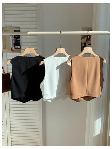 GORGLITTER Women's 3 Piece Vest Tops Button V Neck Sleeveless Dressy Suit Vest Waistcoat Office Work Business 20252