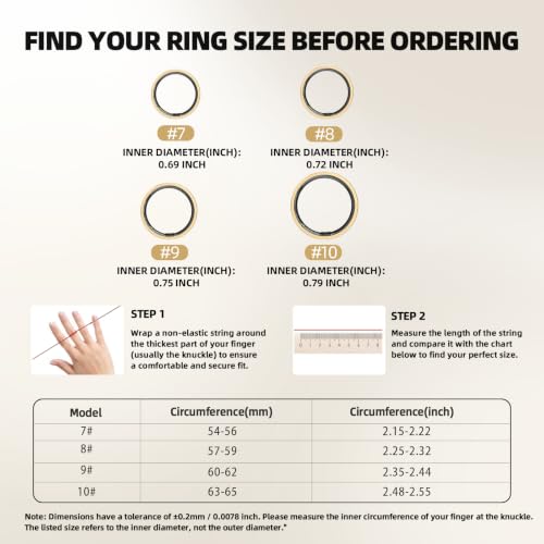 Image of Smart Ring for Women & Men, Slim Fitness & Health Tracker, IP68 (Gold, #9) | 24 /7 health tracking, Sports Tracking, Skin temperature, Sleep, Heart rate, SpO₂, HRV, IP68 Waterproof & No Subscription