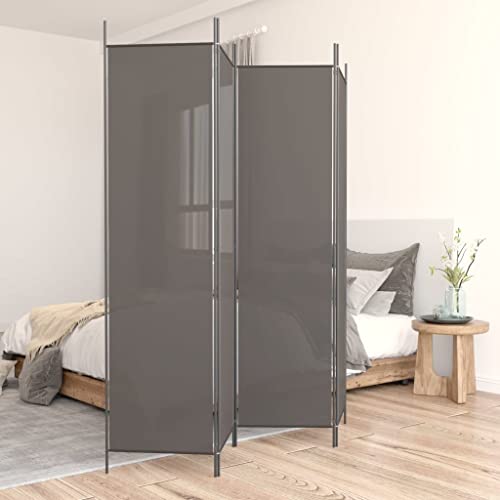 Dualny Paravent 4-TLG. Anthrazit 200x200 cm Stoff Umkleidekabine Freistehend Room Divider Sichtschutz Balkon Seitenwand Trennwand Raumteiler Modern Windschutz Stellwand Raumtrenner