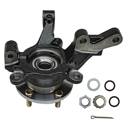 Image of Detroit Axle - Front Left Steering Knuckle and Wheel Hub Bearing CV Axle Shaft Assembly Replacement for Rear Drum 2007-2011 Dodge Caliber - 2pc Set