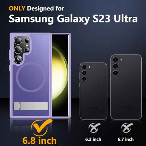 Image of SPIDERCASE Magnetic for Samsung Galaxy S23 Ultra Case, [3 Stand Ways][ Military Grade Drop Protection] with Invisible Stand Shockproof Slim Case for Samsung S23 Ultra 6.8 inch, Light Purple
