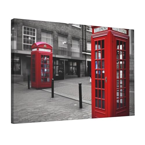 Toile cabine rouge de Londres pour salon et chambre décoration moderne murale