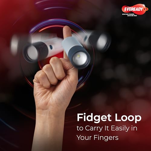 Image of Eveready DL110 Twyster, Rechargeable Emergency 1.2W Flashlight Cum 0.8W Sidelight, Variable Focus & Fidget Loop Grip, USB Type-C Fast Charging, Durable ABS Body, Powered Li-on Battery