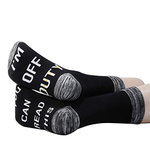 JXGZSO 2 Pairs Dispatcher Socks Gift 911 Dispatcher Gift Can Read This I’m Off Duty Socks Retirement Gift4