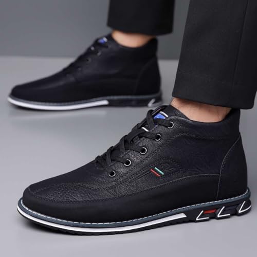 Image of Men's Casual Dress Boots Motorcycle Boots Plus Size Ankle Boots Lace Up Fashion Leather Boots Business Wedding Party Shoes