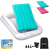 Picture of USHMA Inflatable Toddler Travel Bed, Portable Toddler Bed | Kids Air Mattress with Sides | Reversible 2 Colors Kids Blow Up Mattress -Mint Green & Pink