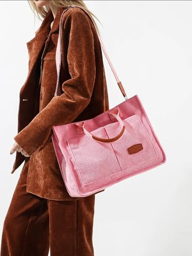 Image of Cherry Tote Bag for Women Canvas Patched Purse Cute Shoulder Bag Multi-Pocket Satchel Handbag for work travel