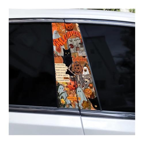Biltillbehör 2 St Bildörrar Fönster Dekoration Dekaler Halloween Retro Poster Bilcentrum B-stolpe Klistermärke Vinyl(F)