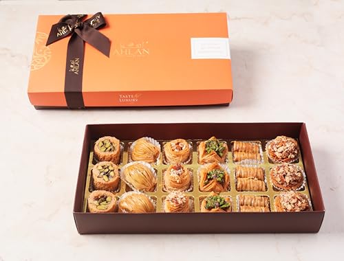 Image of AHLAN Mediterranean Baklava Assorted Box | Hamper of Turkish Baklava Sweets | Gift for Gourmet Enthusiasts (Box of 18)