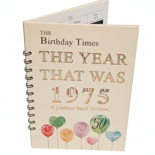 Milestone Birthday Card Year You Were Born – Birthday Card and Keepsake Book – 10 Pages of Facts Stories and Events – 30th 40th 50th 60th Birthday Gift (1975)