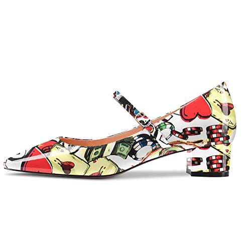 Aachcol Women Pumps Mary Jane Square Toe Ankle Strap Chunky Block Low Heel Dress Shoes Party Wedding Patent 1.5 Inch2