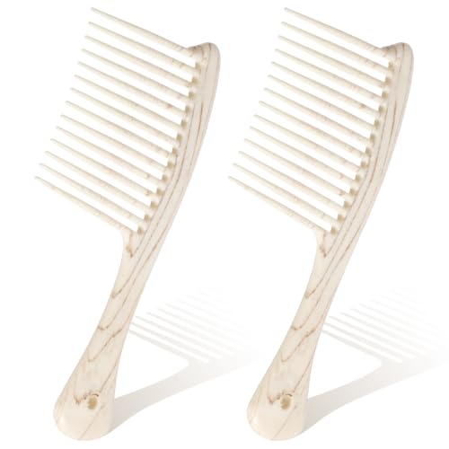 Beavorty 2 pack Wide Tooth Detangling Comb Long Beard Comb for Wet Dry Hair Haircare for Thick Curly African Hair Smooth Teeth for Easy Knot Removal at Home