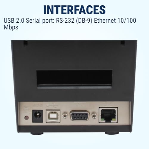 Image of McAuley Labels GoDEX DT230L Linerless Direct Thermal Printer - High-Clarity Kitchen & Retail Labels Printer - 2 inch, 300 DPI, Optional Auto-Cutter, USB /Serial /Ethernet