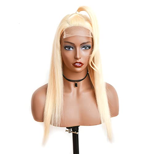 Aiokrtse 4X4 Lace Front Wigs 100% Human Hair Wig with Baby Hair Peruvian Hair Pre Plucked Free Part Straight Wig #613 Colour 12 inches - Image 3