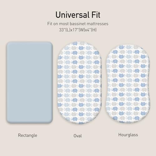 Image of Gllquen Baby Bassinet Sheets 2 Pack, 100% Organic Cotton Bassinet Fitted Sheets for Girls Boys, Soft & Breathable Unisex Baby Mattress Sheet for Standard Bassinets 33 inchx17 inch(Blue)