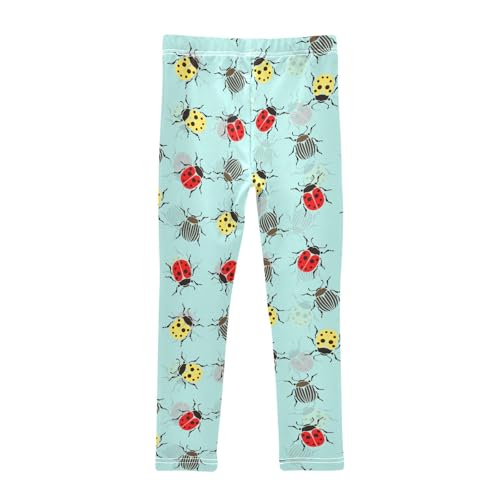 Beetle Ladybug Girls Leggings,Workout Leggings for Girls Toddler Athletic Leggings Size for 3-10T2