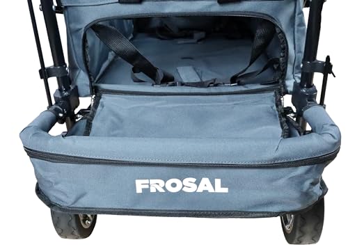FROSAL Bollerwagen faltbar Leo PU Räder mit Sonnendach und Stauraumerweiterung Klappbollerwagen faltbar mit Bremse – Bild 8